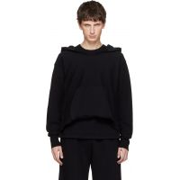 Les Tien Black Heavyweight Raw Cropped Hoodie 261548M202008