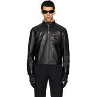 Ernest W. Baker Black Snake Trim Leather Jacket 261600M181003