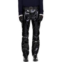 Ernest W. Baker Black Straight Fit Leather Trousers 261600M189001