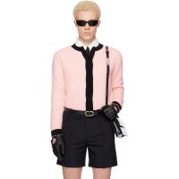 Ernest W. Baker Pink & White Check Boucle Cardigan 261600M200002