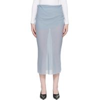 Rier Blue Wool Gaze Draped Midi Skirt 261661F092002