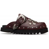 Toga Virilis SSENSE Exclusive Burgundy Eyelet Metal Sabot Slip-on Loafers 261688M231017