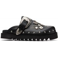 Toga Virilis Black Eyelet Metal Sabot Slip-on Loafers 261688M231019
