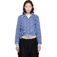 OPEN YY SSENSE Exclusive Navy Applique Knit Zipup Sweatshirt 261731F097004