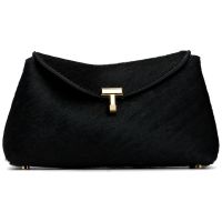 TOTEME Black Mini T-Lock Pony Hair Clutch 261771F044008