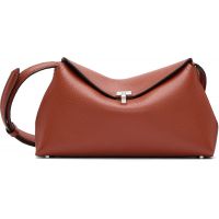 TOTEME Brown T-Lock Grained-Leather Clutch 261771F044009