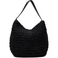TOTEME Black Belted Raffia Tote 261771F049010