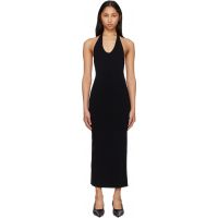 TOTEME Black Compact Knit Halter Midi Dress 261771F054004