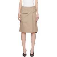 Courreges Beige Utility Buckle Cotton Midi Skirt 261783F092002