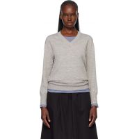 Nothing Written Gray Marine V-Neck Pullover Sweater 261814F100000