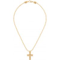 Emanuele Bicocchi Gold Beaded Chain Notre-Dame Cross Necklace 261883M145007