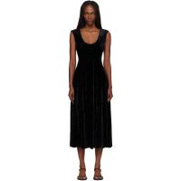 GUIZIO Black Leila Velvet Midi Dress 261897F054005