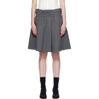 SHUSHU/TONG Gray Draped Waist Wide-Pleat Midi Skirt 261901F092020