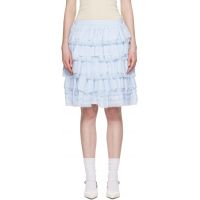 SHUSHU/TONG Blue Tiered Lace Midi Skirt 261901F092026