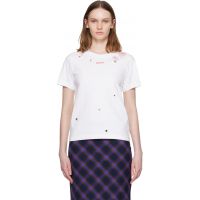 SHUSHU/TONG White Grommet Embroidered Floral T-shirt 261901F110001