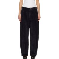 Cordera Navy Corduroy Baggy Trousers 261909F087010