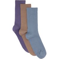 Baserange Three-Pack Multicolor Cotton Rib Overankle Socks 261922F076004