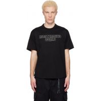 MASTERMIND WORLD Black MW Mixed-Fabric SS T-shirt 261968M213016