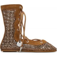 Kiko Kostadinov Brown Reticella Lace Up Ballerina Flats 261985F118000