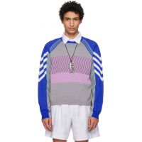 Kiko Kostadinov Gray & Blue Gizi Panelled Sweater 261985M201007
