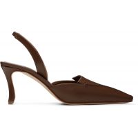 Manolo Blahnik Brown Cleosli Calf Leather Slingback Heels 262140F122018