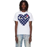 COMME des GARCONS PLAY White Polka Dot Full Heart T-shirt 262246M213001