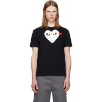 COMME des GARCONS PLAY Black Red Emblem White Heart T-shirt 262246M213004