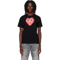 COMME des GARCONS PLAY Black Red Heart Logo Print T-shirt 262246M213006