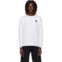 COMME des GARCONS PLAY White Heart Emblem Long Sleeve T-shirt 262246M213008