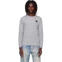 COMME des GARCONS PLAY Gray Heart Emblem Long Sleeve T-shirt 262246M213010