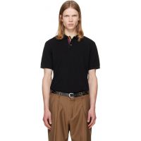 Paul Smith Black Cotton Artist Stripe Placket Polo Shirt 262260M212002