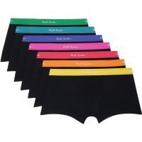 Paul Smith Seven-Pack Black Organic-Cotton Boxer Briefs 262260M217005
