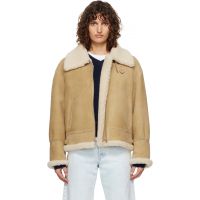 Nour Hammour Beige Portia Shearling Jacket 262306F062000