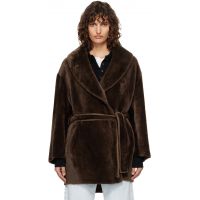 Nour Hammour Brown Seraphina Shearling Coat 262306F062010