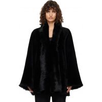 Nour Hammour Black Sima Midi Shearling Coat 262306F062012