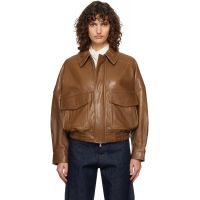 Nour Hammour Brown Runa Soft Leather Bomber Jacket 262306F064013