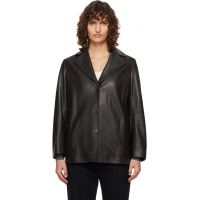 Nour Hammour Black Opus Relaxed Leather Blazer 262306F064014