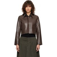 Nour Hammour Brown Bleeker Fitted Leather Jacket 262306F064020