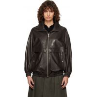 Nour Hammour Brown Beck Modern Leather Bomber 262306F064022