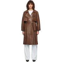 Nour Hammour Brown Cisley Leather Trench Coat 262306F064029