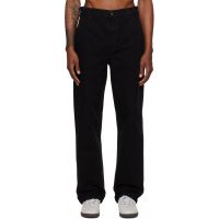 Merz b. Schwanen Black Cotton Canvas Straight Leg Trousers 262328M191006
