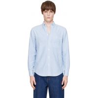 Merz b. Schwanen Blue Button-Down Cotton Oxford Long Sleeve Shirt 262328M192001