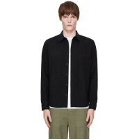Merz b. Schwanen Black Cotton Twill Long Sleeve Shirt 262328M192004