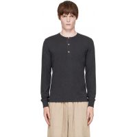 Merz b. Schwanen Gray 2M06 Refined Fit Long Sleeve Henley 262328M211002