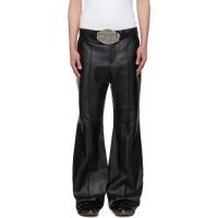 LUU DAN BRUCE LEE x L?U đ?N Black Bells Bell Bottom Leather Pants 262331M189001