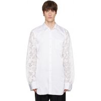Comme des Garcons Homme Plus White Satin Jacquard Dot Shirt 262347M192004