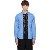 Comme des Garcons Homme Plus Blue Poplin Lace Trim Shirt 262347M192006
