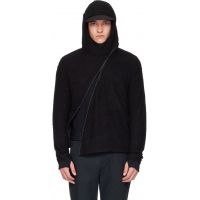 POST ARCHIVE FACTION (PAF) Black Curved Fleece Hoodie 262351M202001
