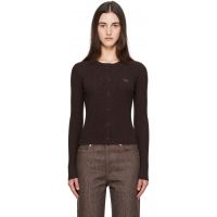 Maison Kitsune Brown Baby Fox Ribbed Cardigan 262389F095013
