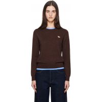 Maison Kitsune Brown Baby Fox Merino Regular Sweater 262389F096003
